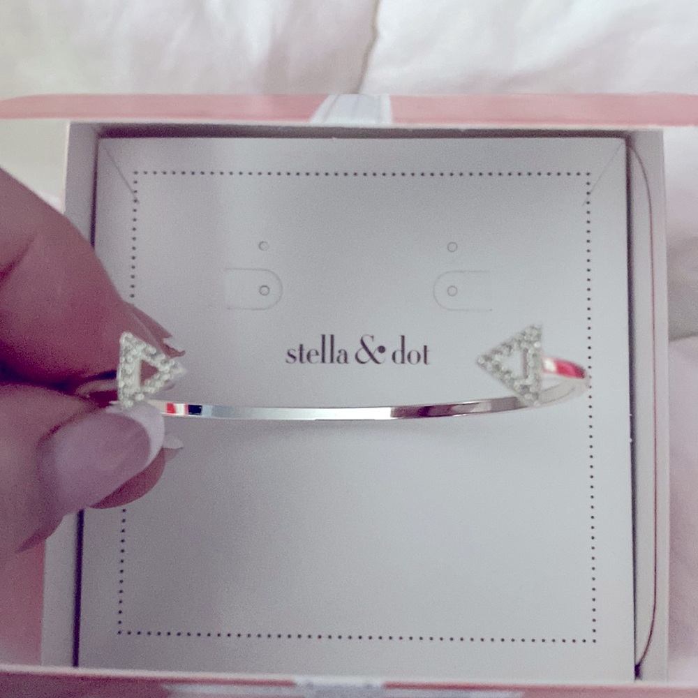 New Stella & Dot Pave arrow cuff silver plated - Picture 2 of 7